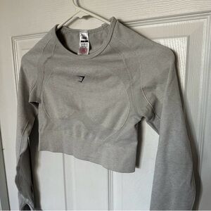 Gymshark Flex Sports Long Sleeve Crop Top Sz S In White